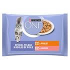 4x 85g PURINA ONE Coat & Hairball Chicken and Salmon märkäruokaa kissoille