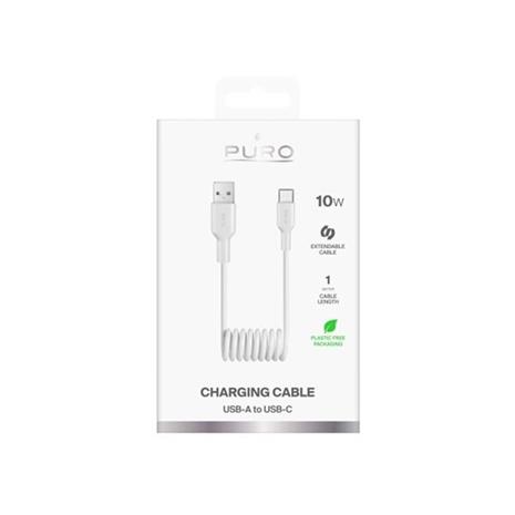 Puro 10W USB-A - USB-C 1m spiral cable - white