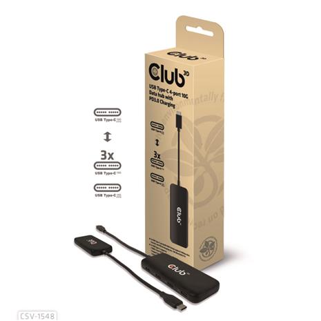 Club 3D USB Type-C 4-port 10G Data hub with PD3.0 Charging
