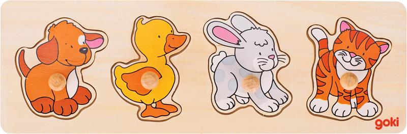 Goki Wooden Bubble Puzzle Dog Duck Rabbit Cat