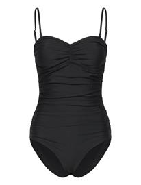 GANNI Recycled Core Solid Gathered Swimsuit - Black - 44