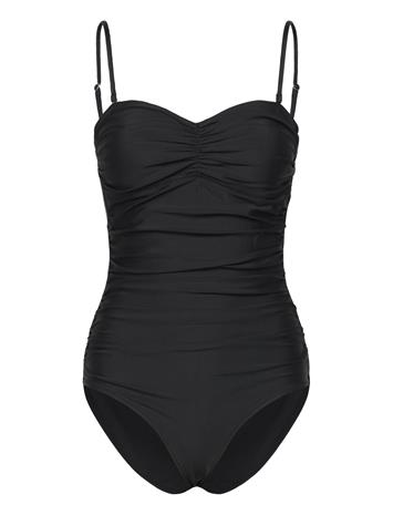 GANNI Recycled Core Solid Gathered Swimsuit - Black - 44