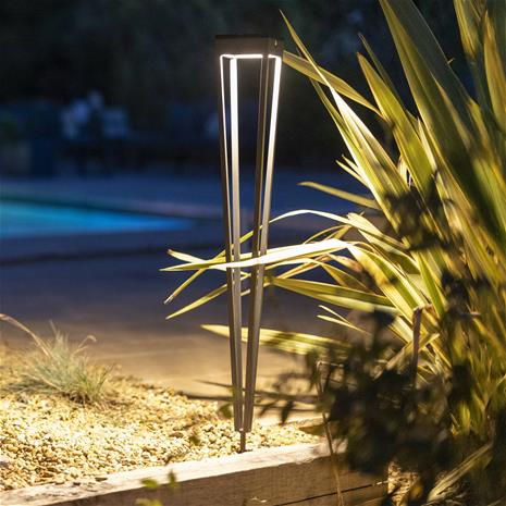 Les Jardins LED-aurinkolamppu Tinka, harmaa, 90 cm, maapiikki