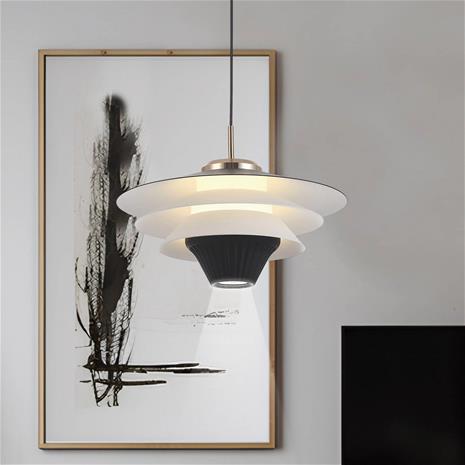 LED-riippuvalaisin Manley, musta/valkoinen, Ø 22 cm, metalli