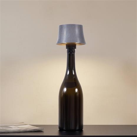 Lindby LED-akkupöytävalaisin Linor, savuharmaa, USB, himmennettävä