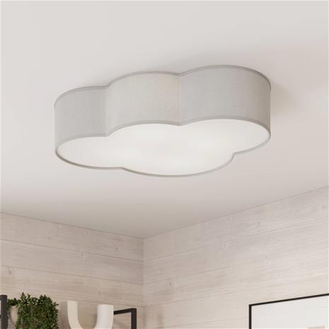 TK LIGHTING Kattovalaisin Cloud tekstiili, pituus 62cm, harmaa