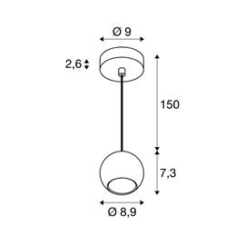 SLV riippuvalo Light Eye 90, musta, Ø 9 cm, metalli