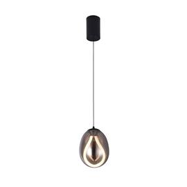 LED-riippuvalaisin Melanie, Ø 16 cm, savuharmaa/musta, lasi