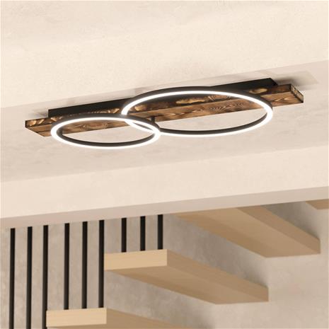 EGLO BOYAL LOFT LED 2L SORT/RUSTIK TRÆ