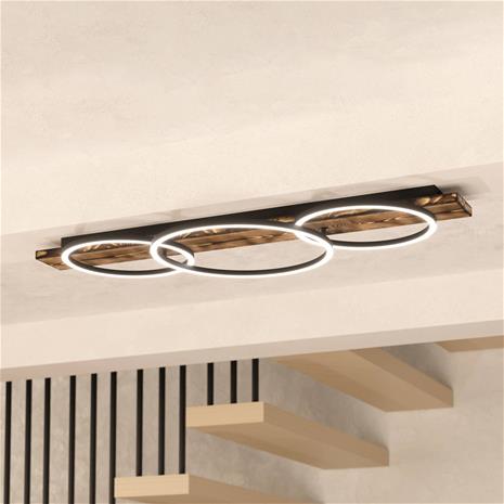 EGLO BOYAL LOFT LED 3L SORT/RUSTIK TRÆ