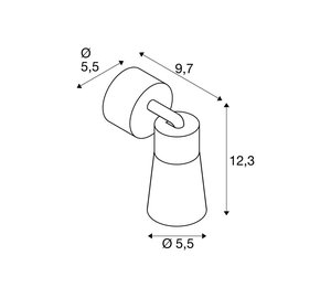 SLV kattovalaisin Puri 2.0 Cone, harmaa, Ø 5 cm, metalli