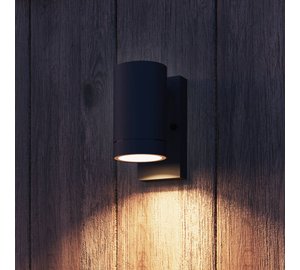 Calex ulkoseinävalaisin Alba GU10, alasvalo, musta, anturi