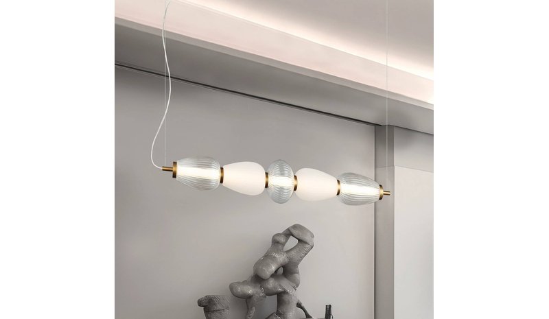 LED-riippuvalaisin Shiny, pituus 83 cm, kirkas/valkoinen, lasi