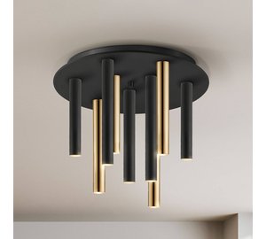 LED-kattovalaisin Varas himmennettävä, 9-lamppuinen, kulta/musta, metallia