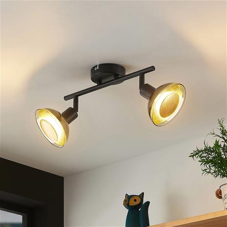 Lindby Erin -LED-kattokohdevalo musta/kulta 2x