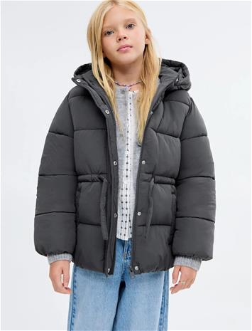 Mango Hooded Anorak With Drawstring Toppatakki Grey Mango