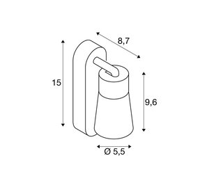 SLV seinälamppu Puri 2.0 Cone, harmaa, leveys 15 cm, metalli