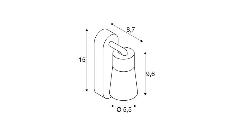 SLV seinälamppu Puri 2.0 Cone, harmaa, leveys 15 cm, metalli