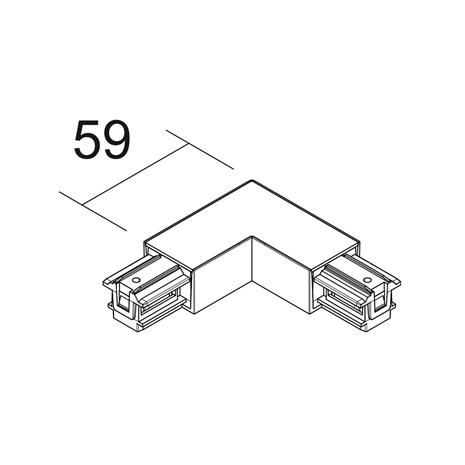 Ivela L-liitin SQUARE 48 V, musta, suojajohdin vasemmalla