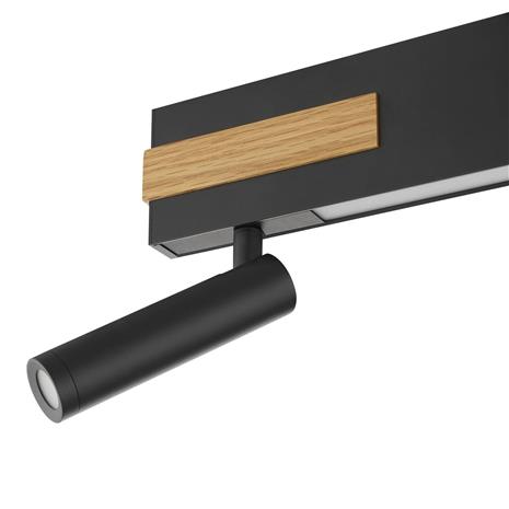 LED-kattokohdevalo Streamline, pituus 60 cm, musta, 2-lamppuinen