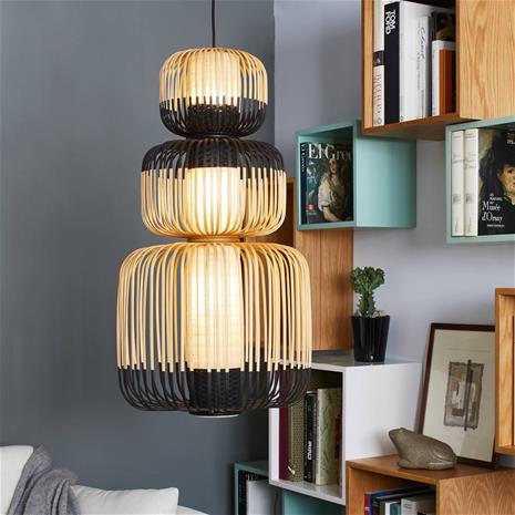 Forestier Bamboo -riippuvalaisin, musta, 3-lamp.