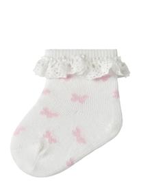 name it Nbffutterfly Sock - White - 74-80