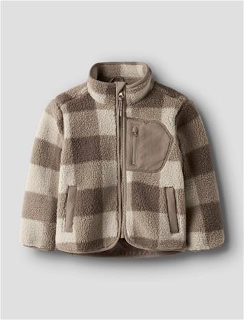 name it Nmmmonico Sherpa Jacket Check - Brown - 116