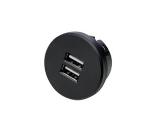 USB-kaksoispistoke, pyöreä, musta