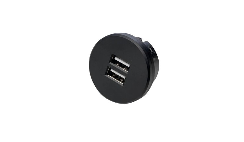 USB-kaksoispistoke, pyöreä, musta