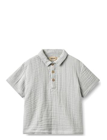 Wheat Shirt S/S Svend - Blue - 128