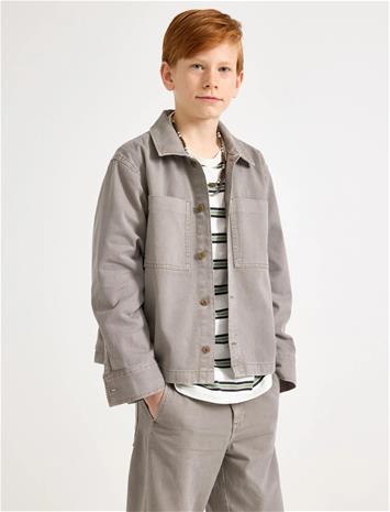 Lindex Overshirt In Cotton Twill - Khaki green - 140