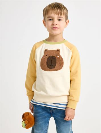 Lindex Sweatshirt Capybara Raglan - Cream - 116