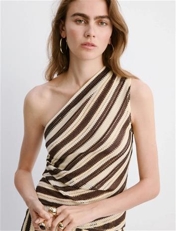 Mango Striped Asymmetrical Top - Multi/patterned - XL