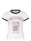 Ganni Cropped Kitty T-Shirt - White - M