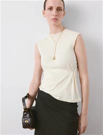 Mango Side Gathered Knitted Top - Cream - XL