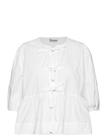 Ganni Cotton Poplin Peplum Tie Blouse - White - 40