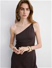 Mango Asymmetrical Dress With Gathered Strap - Brown - L