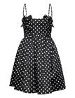 Ganni Polka-Dot Satin Mini Dress - Black - 40
