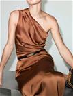 Mango Mango Asymmetrical Satin Dress - Brown - XL