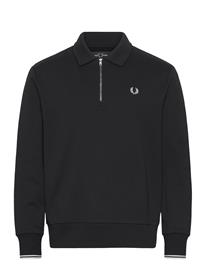 Fred Perry Half Zip Collared Sweatshirt - Black - XXL