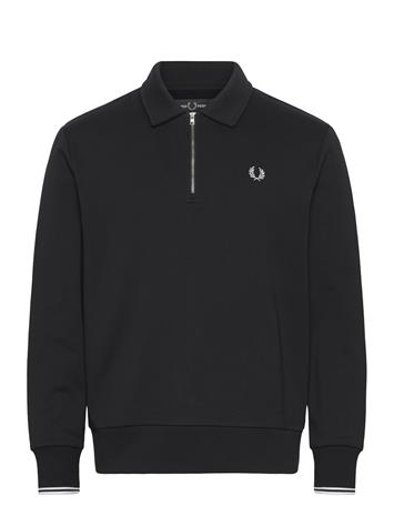 Fred Perry Half Zip Collared Sweatshirt - Black - XXL