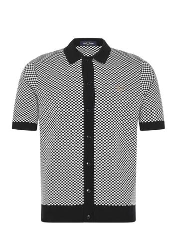 Fred Perry Chequerboard Button Shirt - Black - XXL