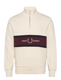 Fred Perry Embroidered Panel Half Zip Swe - Cream - XXL
