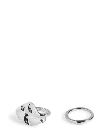 Pieces Pcmanna Ring 2-Pack Pp - Silver - ONE SIZE
