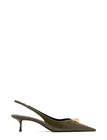 Mango Croc-Effect Heeled Shoes - Khaki green - 42