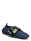 GANNI Sue Triple Ballerina Denim Fringed - Blue - 40