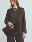 Mango Double-Breasted Check Suit Jacket - Brown - XL