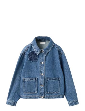 Mango Denim Jacket With Flower Detail - Blue - 13-14