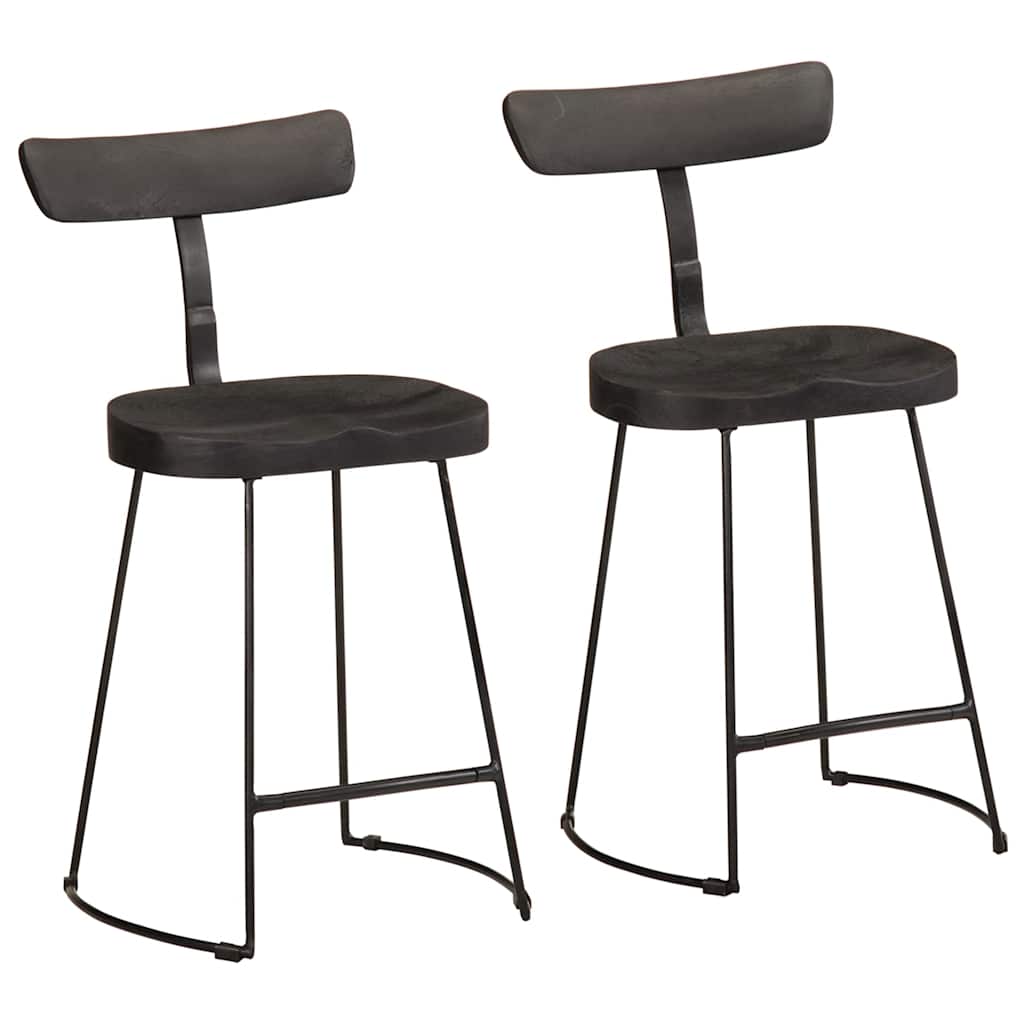 vidaXL Baarijakkarat 2 kpl musta 49x43x79 cm täysi mangopuu