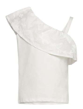 Mango Asymmetric Embroidered T-Shirt - White - 13-14